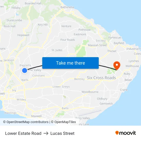 Lower Estate Road to Lucas Street map