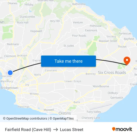 Fairfield Road (Cave Hill) to Lucas Street map