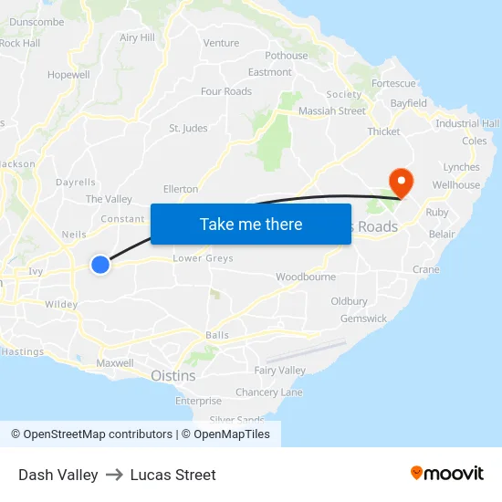 Dash Valley to Lucas Street map