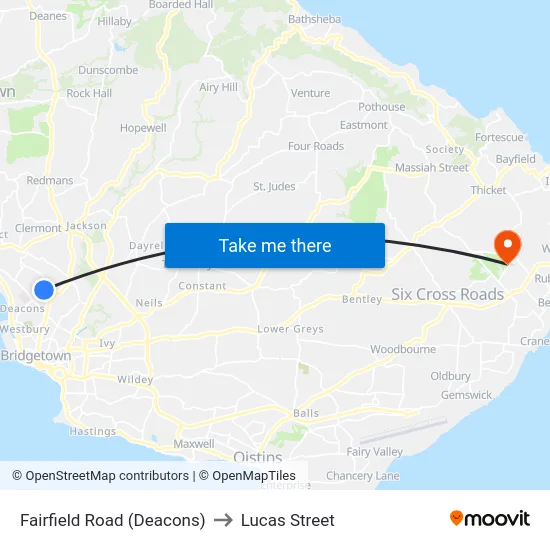 Fairfield Road (Deacons) to Lucas Street map