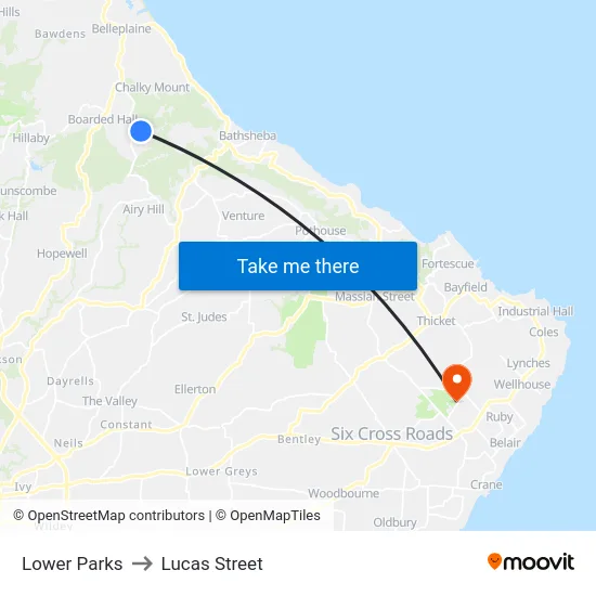 Lower Parks to Lucas Street map