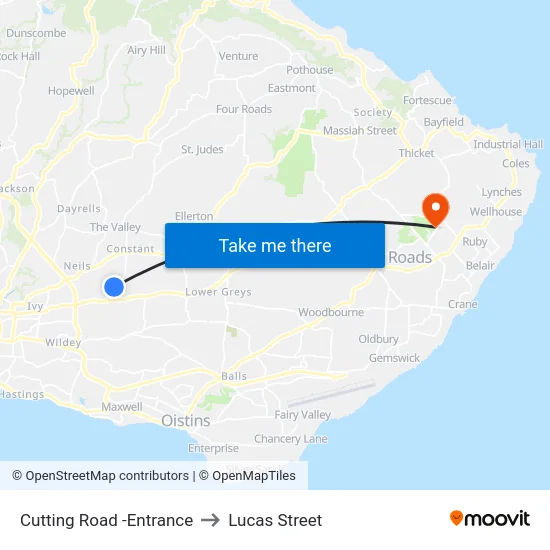 Cutting Road -Entrance to Lucas Street map