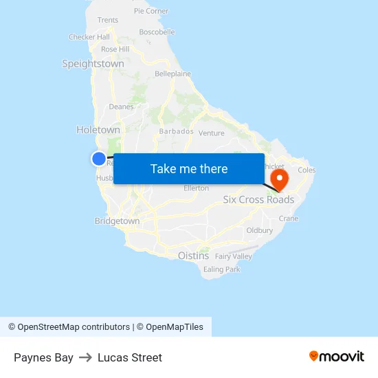Paynes Bay to Lucas Street map
