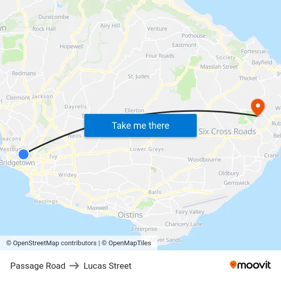 Passage Road to Lucas Street map