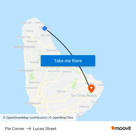 Pie Corner to Lucas Street map