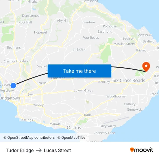 Tudor Bridge to Lucas Street map