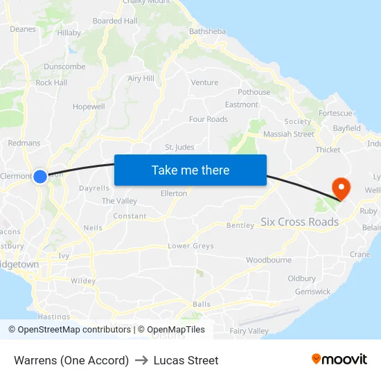Warrens (One Accord) to Lucas Street map