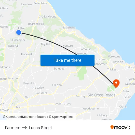 Farmers to Lucas Street map