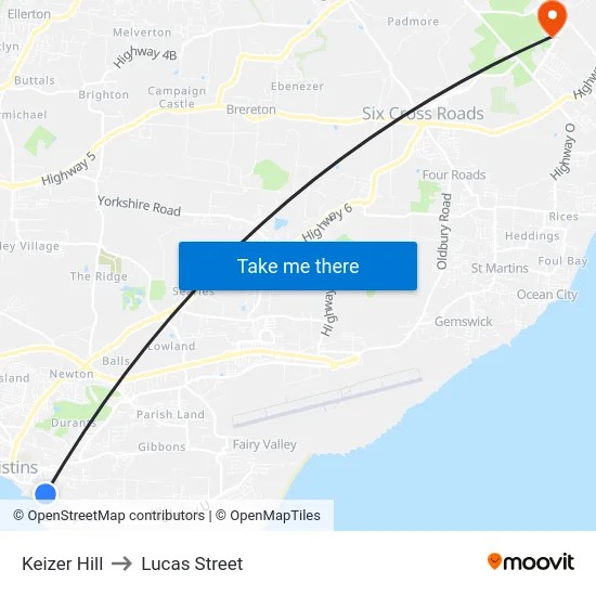 Keizer Hill to Lucas Street map
