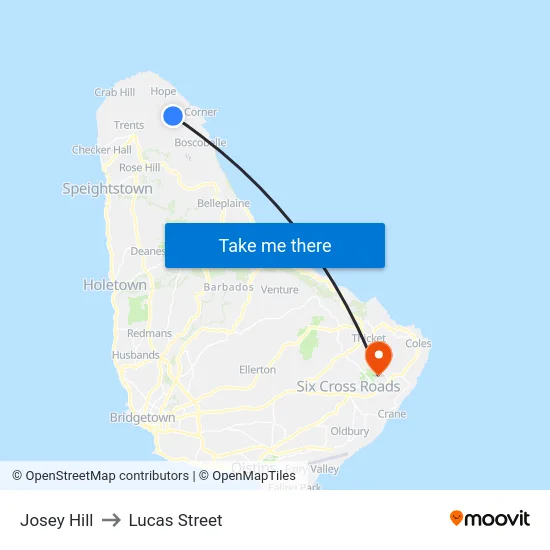 Josey Hill to Lucas Street map