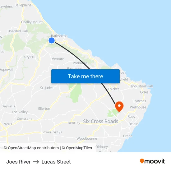 Joes River to Lucas Street map