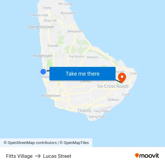 Fitts Village to Lucas Street map