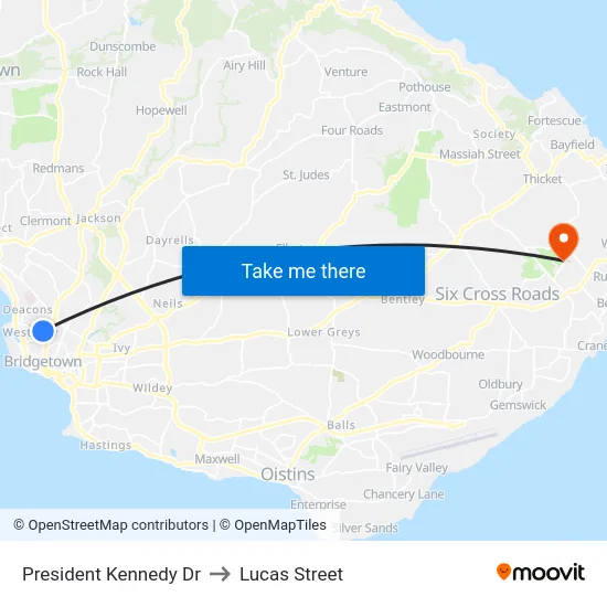 President Kennedy Dr to Lucas Street map