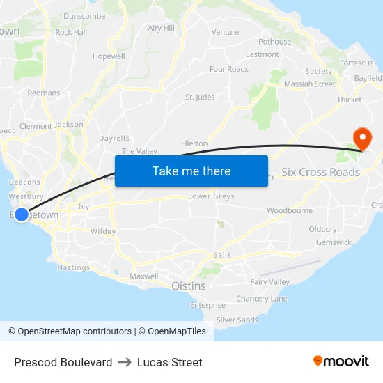 Prescod Boulevard to Lucas Street map