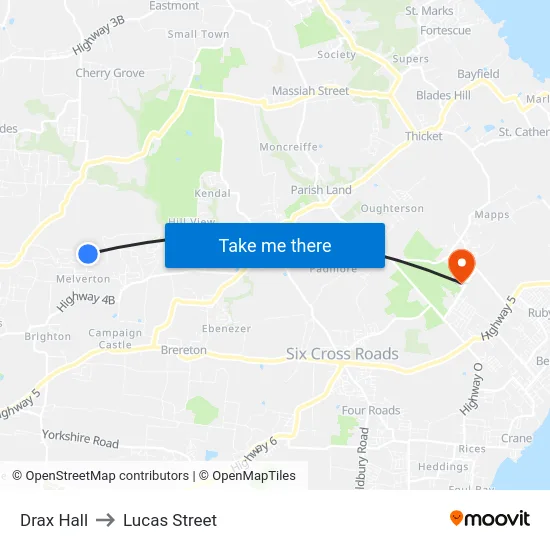 Drax Hall to Lucas Street map