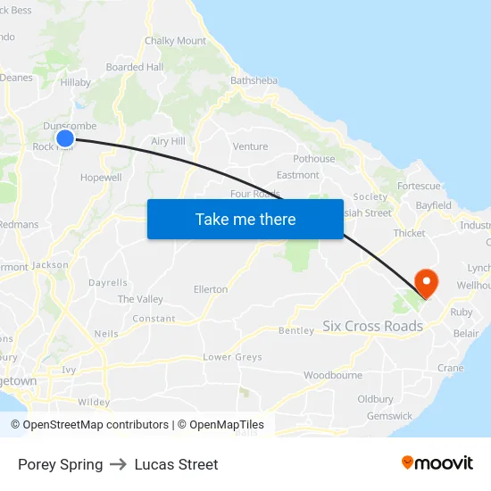 Porey Spring to Lucas Street map