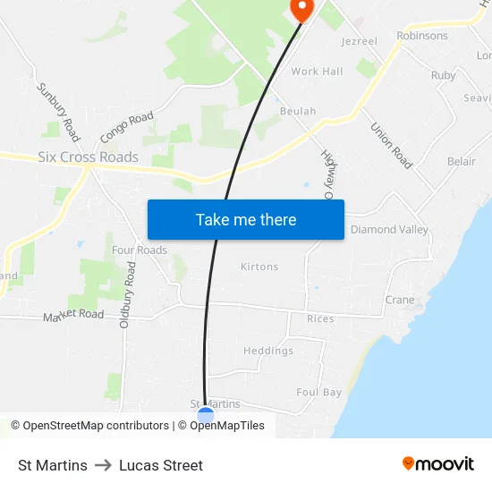 St Martins to Lucas Street map