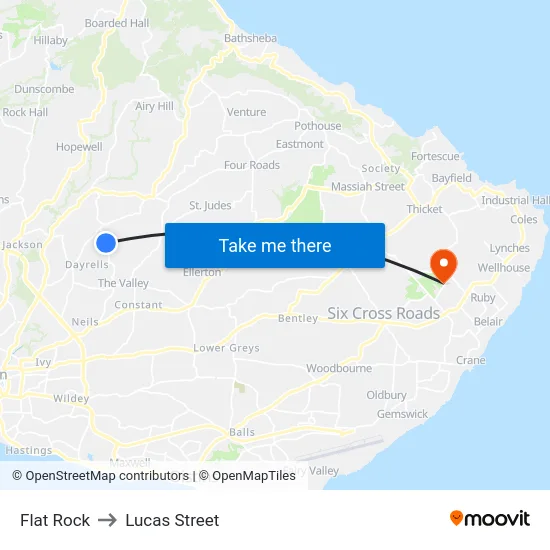 Flat Rock to Lucas Street map