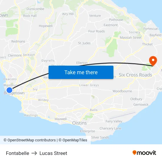 Fontabelle to Lucas Street map