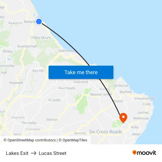 Lakes  Exit to Lucas Street map