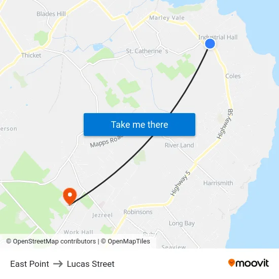East Point to Lucas Street map