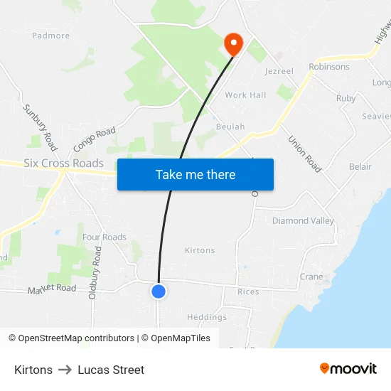 Kirtons to Lucas Street map
