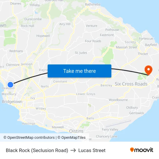 Black Rock (Seclusion Road) to Lucas Street map