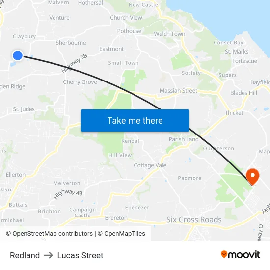 Redland to Lucas Street map