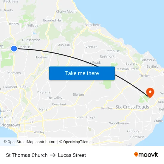 St Thomas Church to Lucas Street map