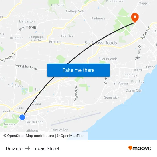 Durants to Lucas Street map