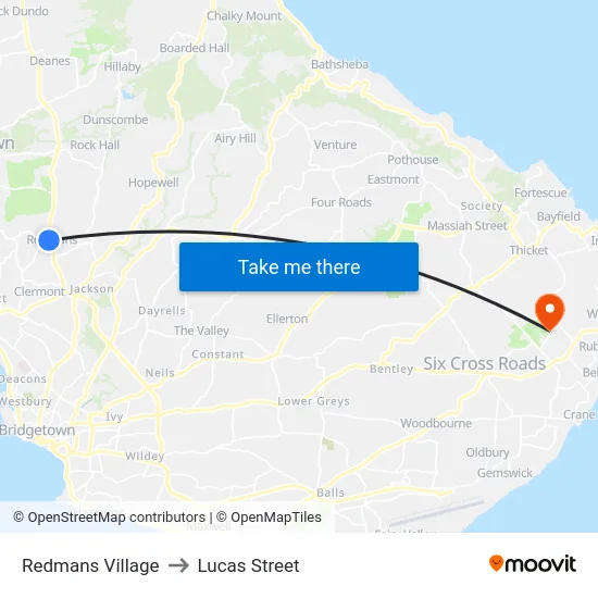 Redmans Village to Lucas Street map