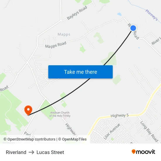 Riverland to Lucas Street map