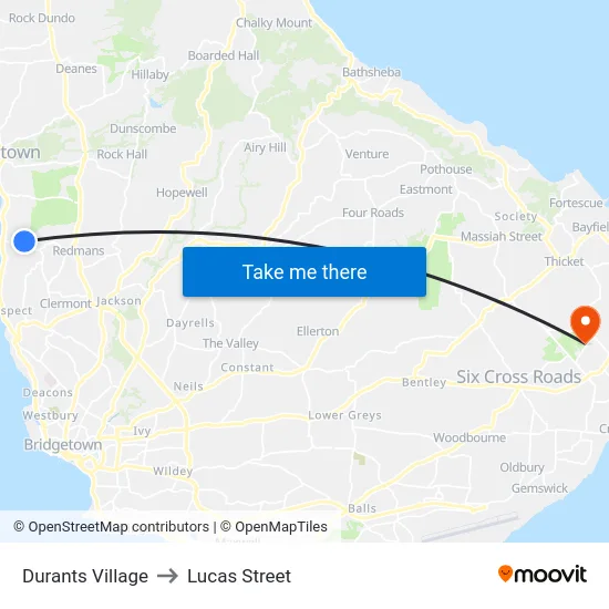 Durants Village to Lucas Street map