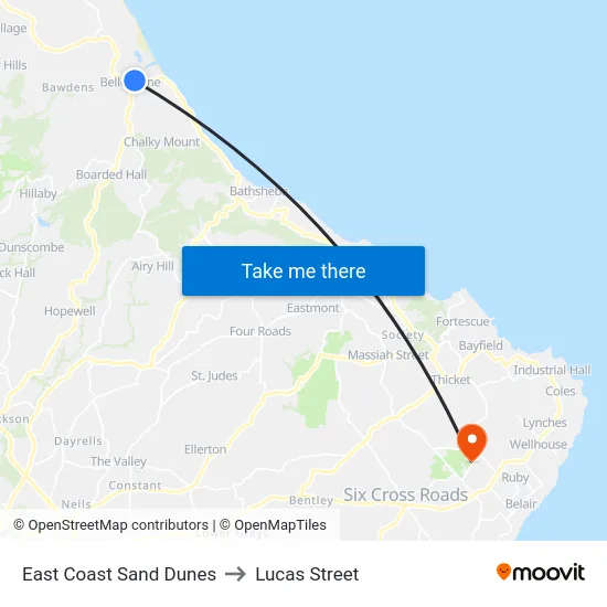 East Coast Sand Dunes to Lucas Street map