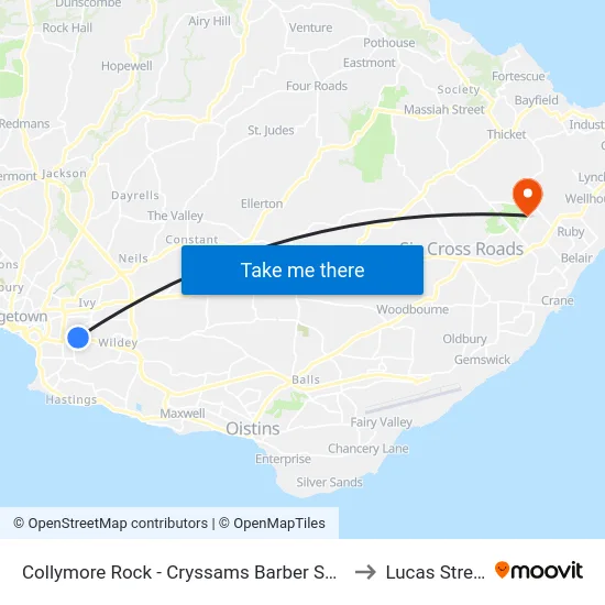 Collymore Rock - Cryssams Barber Shop to Lucas Street map