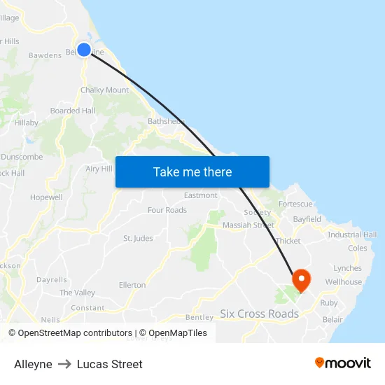 Alleyne to Lucas Street map