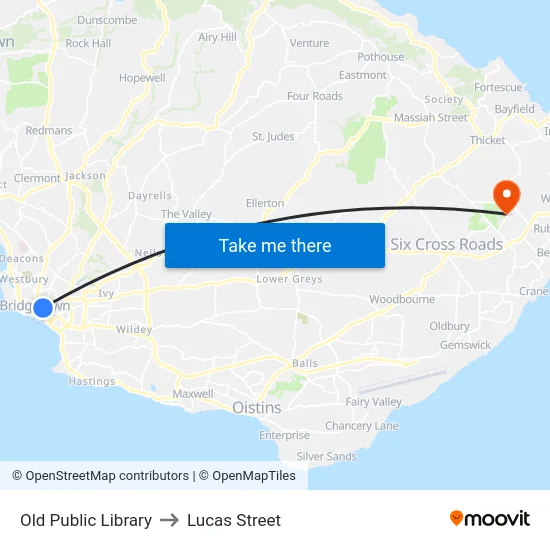 Old Public Library to Lucas Street map