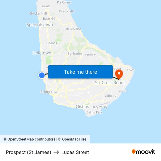 Prospect (St James) to Lucas Street map