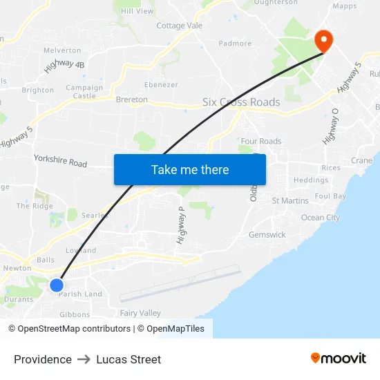 Providence to Lucas Street map