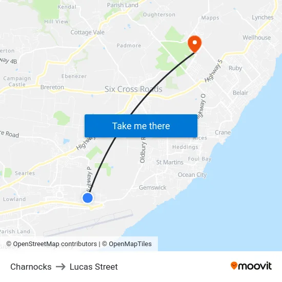 Charnocks to Lucas Street map