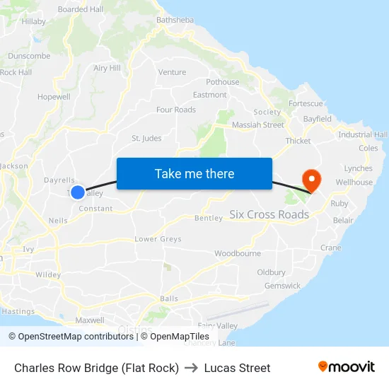 Charles Row Bridge (Flat Rock) to Lucas Street map