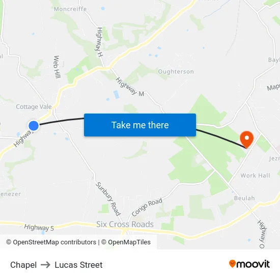 Chapel to Lucas Street map