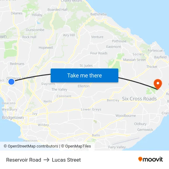 Reservoir Road to Lucas Street map