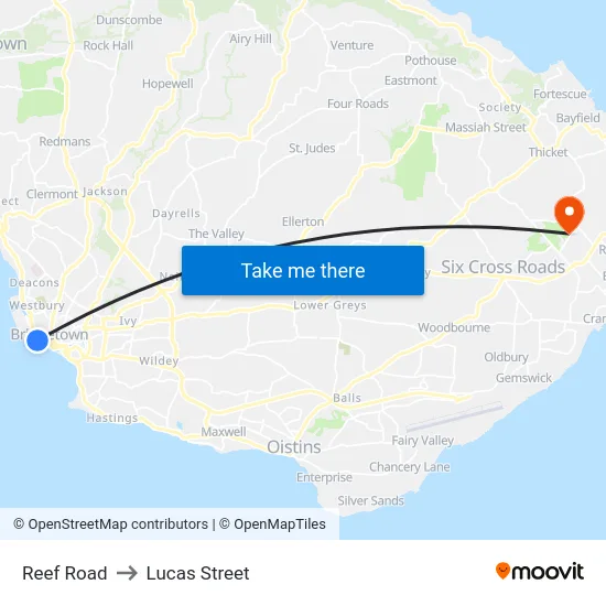 Reef Road to Lucas Street map