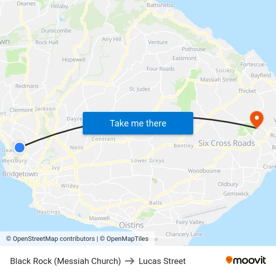 Black Rock (Messiah Church) to Lucas Street map