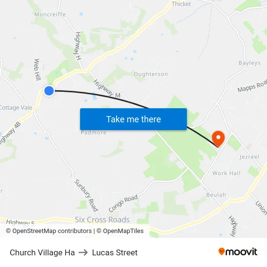 Church Village Ha to Lucas Street map