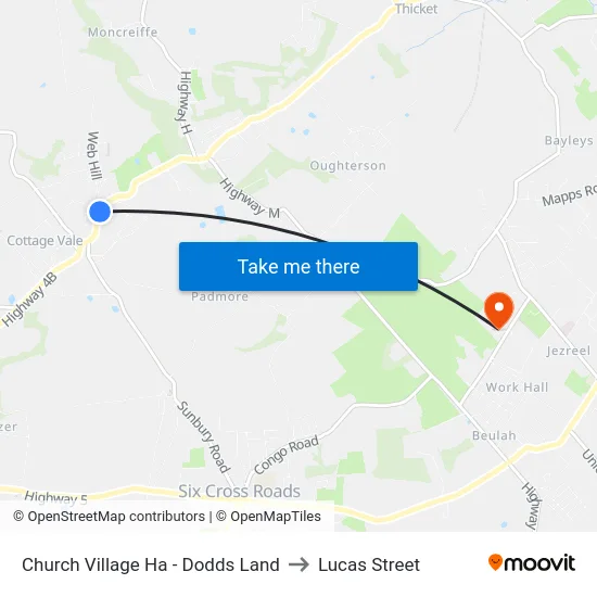 Church Village Ha - Dodds Land to Lucas Street map