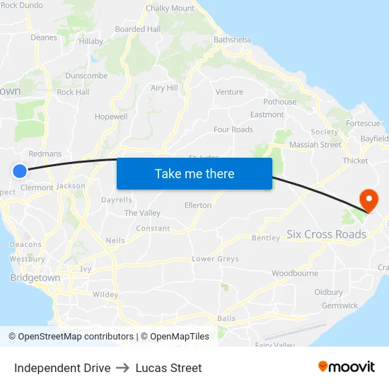 Independent Drive to Lucas Street map