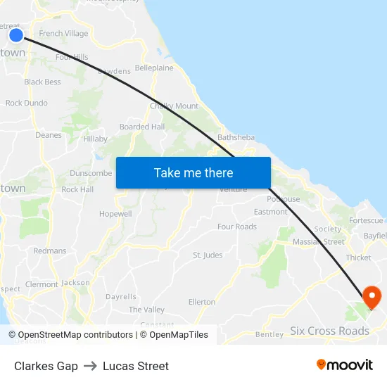 Clarkes Gap to Lucas Street map