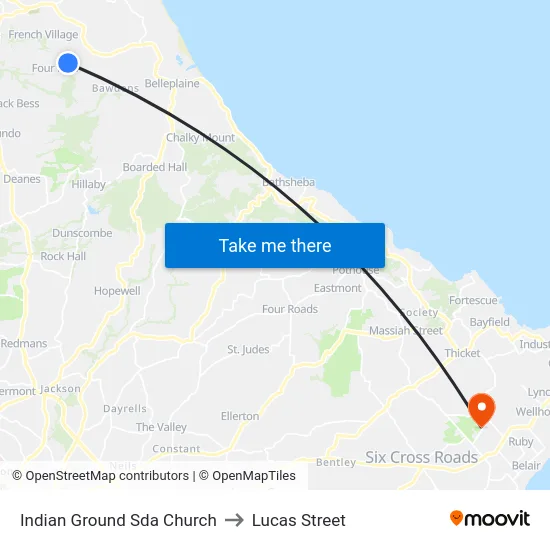 Indian Ground Sda Church to Lucas Street map